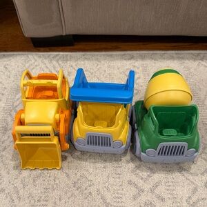 Yellow, Blue and Green Kids Construction Truck Toy Set